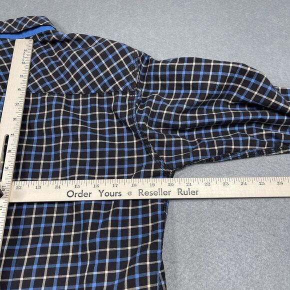 Tocsin Shirt Mens Large Blue Plaid Check Tartan Easy Care Long Sleeve Workwear - Picture 8 of 9